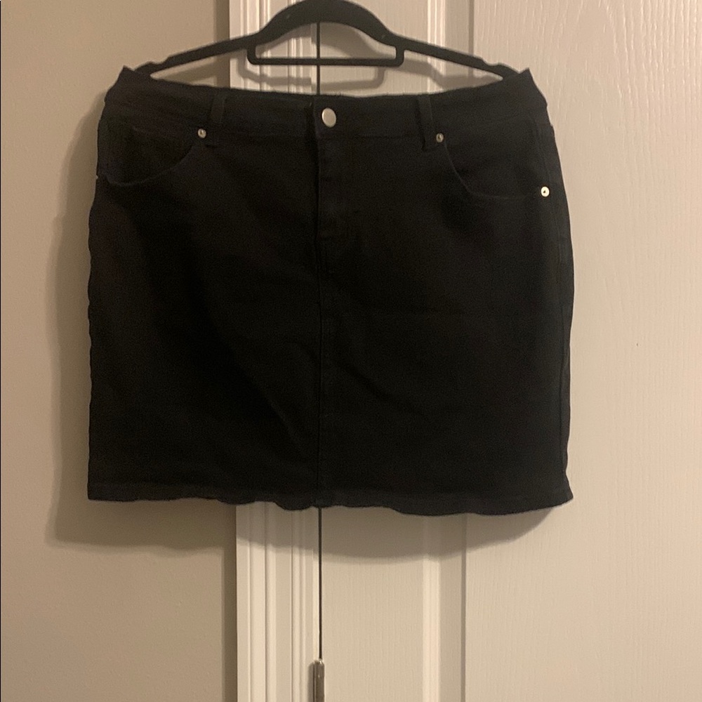 Classic Black Denim Skirt